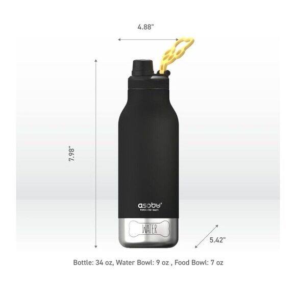 2-pack ASOBU Buddy 34oz Insulated Bottle Tumbler + Food + Water Bowl Leak Proof - Picture 13 of 13